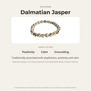 Dalmatian Jasper stone card: what it is traditionally associated with, chakra and zodiac