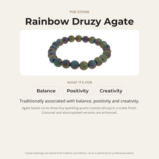 Agate Druzy Electroplated Rainbow Round Bracelet - 8mm (Enhanced) from Stonebridge Imports