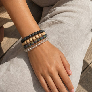 Agate Druzy Electroplated Rainbow Round Bracelet - 8mm (Enhanced) from Stonebridge Imports
