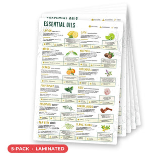 Essential Oils QuickStudy Guide laminated 5-pack, double-sided 160 x 240 mm