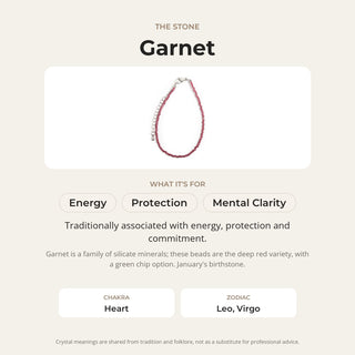 Garnet stone card: what it is traditionally associated with, chakra and zodiac