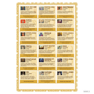 Goddesses guide back: 18 illustrated goddess cards including Durga, Amaterasu, Freya, Gaia and Hera-Juno
