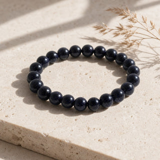 Goldstone Blue Round Bracelet (Synthetic) from Stonebridge Imports