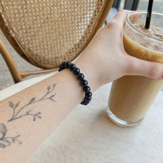 Goldstone Blue Round Bracelet (Synthetic) from Stonebridge Imports