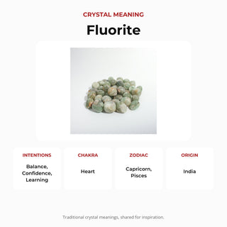 Green Fluorite Tumbled Stones - India crystal meaning: intentions, chakras, zodiac and origin