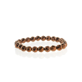 Copper Hematite, Faceted bead bracelet on a white background