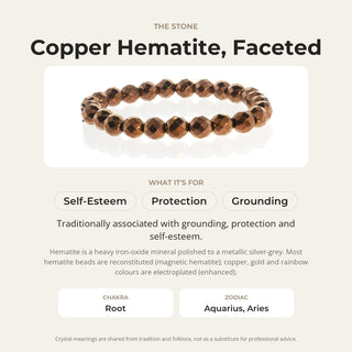 Hematite Faceted Copper Round Bracelet - 8mm from Stonebridge Imports