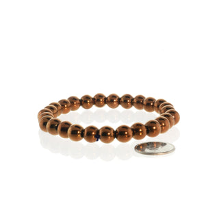 Copper Hematite bead bracelet on a white background