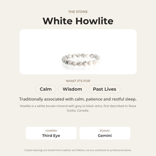 White Howlite stone card: what it is traditionally associated with, chakra and zodiac