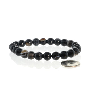 Onyx Bead Bracelet 8mm Black Banded from Stonebridge Imports