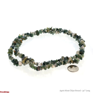 Agate Green Moss Chip Strands - 5mm to 8mm    from Stonebridge Imports