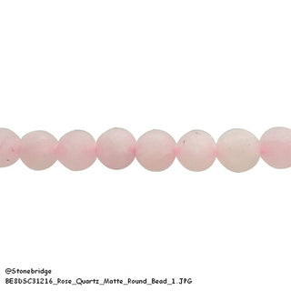 Rose Quartz Matte - Round Strand 15" - 8mm from Stonebridge Imports