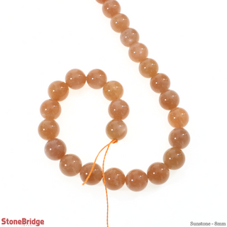 Sunstone - Round Strand 7" - 8mm from Stonebridge Imports