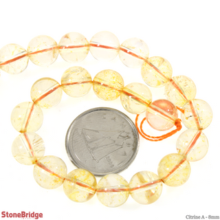 Citrine A Round Strand 7" - 8mm from Stonebridge Imports