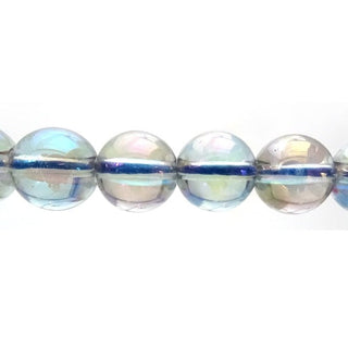 Clear Quartz -Bluish Opal Electroplated - Round Strand 15" - 8mm from Stonebridge Imports