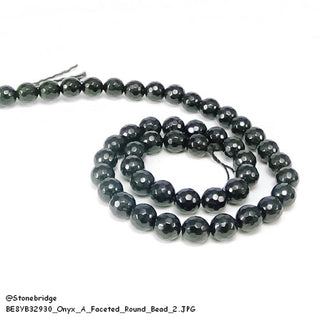 Black Onyx Bead Strand 15" - 8mm Faceted from Stonebridge Imports