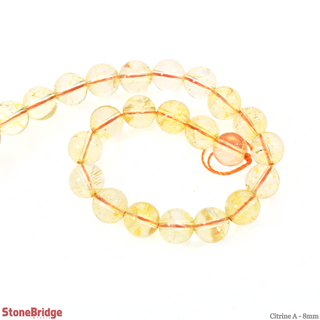 Citrine A Round Strand 7" - 8mm from Stonebridge Imports