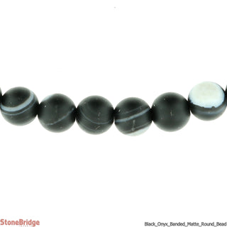 Banded Black Onyx Bead Strand 7" - 8mm from Stonebridge Imports