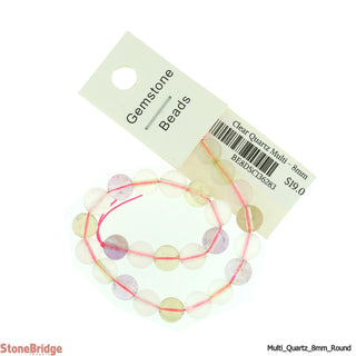 Multi-Colour Clear Quartz Bead Strand 7" - 8mm from Stonebridge Imports