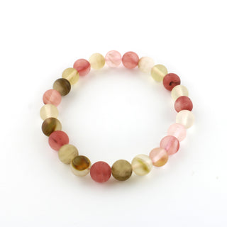 Watermelon Quartz Matte Round Bracelet - 8mm from Stonebridge Imports