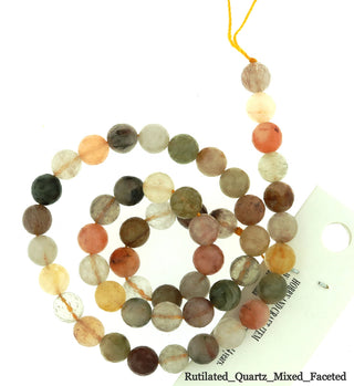 Rutilated Quartz Bead Strand 15" - 8mm Faceted from Stonebridge Imports