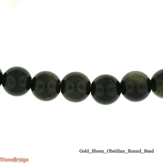 Obsidian Gold Sheen - Round Strand 15" - 8mm from Stonebridge Imports