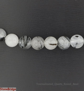 Tourmalinated Quartz Bead Strand 15" - 6mm from Stonebridge Imports