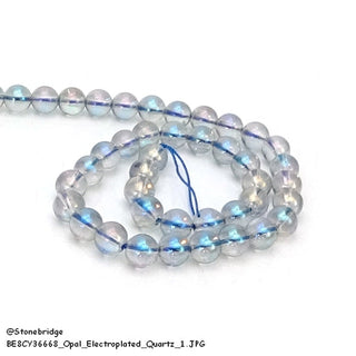 Clear Quartz Bead Strand 15" - 4mm Blue Electroplated (Enhanced) from Stonebridge Imports