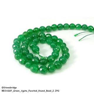 Green Agate Bead Strand (Enhanced) 15" - 8mm Faceted from Stonebridge Imports