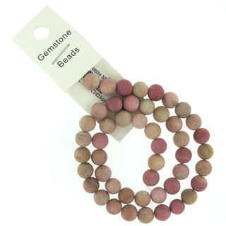 Rhodonite Bead Strand 15" - 8mm Matte from Stonebridge Imports