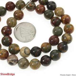 Picasso Jasper - Round Strand 15" - 8mm from Stonebridge Imports