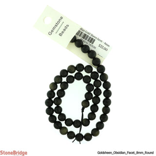 Gold Sheen Obsidian Bead Strand 15" - 8mm Faceted from Stonebridge Imports