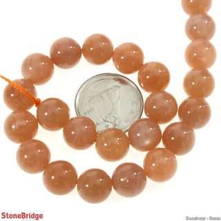 Sunstone - Round Strand 7" - 8mm from Stonebridge Imports