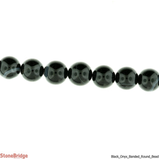 Black Onyx Banded - Round Strand 15" - 8mm from Stonebridge Imports