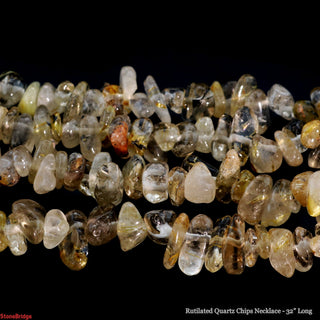 Rutilated Quartz Bead Strand 32" - 5-8mm Chip from Stonebridge Imports