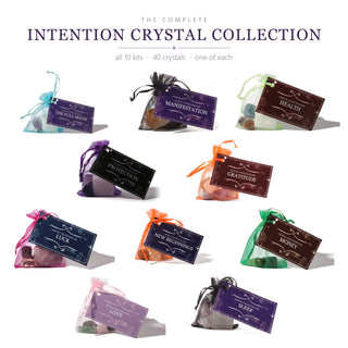 Intention Crystal Collection Bundle: all 10 kits, Full Moon, Manifestation, Health, Protection, Gratitude, Luck, New Beginnings, Money, Love and Sleep