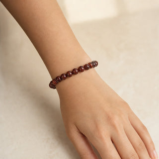 Brecciated Jasper bead bracelet worn on the wrist, close-up