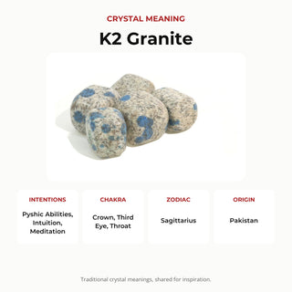K2 Granite Tumbled Stones crystal meaning: intentions, chakras, zodiac and origin