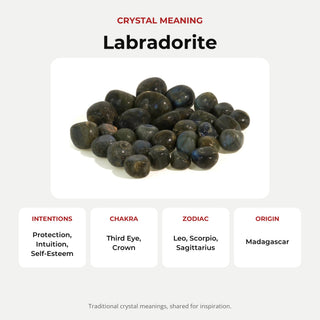 Labradorite A Tumbled Stones - Madagascar crystal meaning: intentions, chakras, zodiac and origin