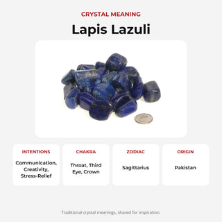 Lapis Lazuli A Tumbled Stones crystal meaning: intentions, chakras, zodiac and origin