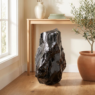 Obsidian Black Boulder Cut-Base U#72 - 20" from Stonebridge Imports