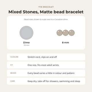 Mix Stones Matte Round Bracelet - 8mm from Stonebridge Imports
