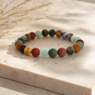 Mix Stones Matte Round Bracelet - 8mm from Stonebridge Imports
