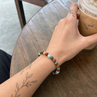 Mix Stones Matte Round Bracelet - 8mm from Stonebridge Imports