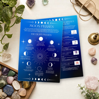 Moon Phases QuickStudy Guide front and back on a shop counter