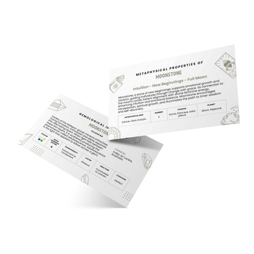 Pre-printed moonstone meaning cards, 10-pack on cardstock
