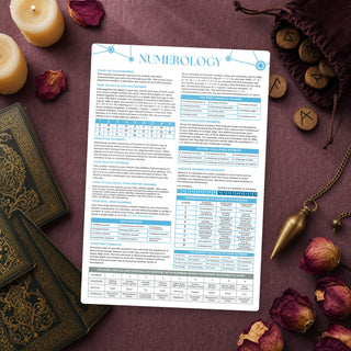 Numerology QuickStudy Guide laid out with crystals and props