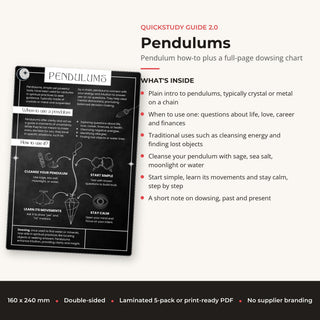 What's inside the Pendulums QuickStudy Guide: Pendulum how-to plus a full-page dowsing chart