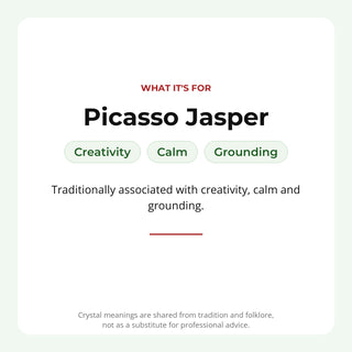Picasso Jasper: traditionally associated with creativity, calm, grounding