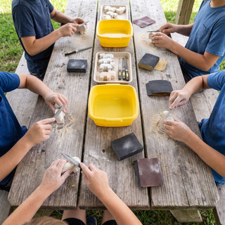 Starter Carving Kit - kids carving soapstone at summer camp